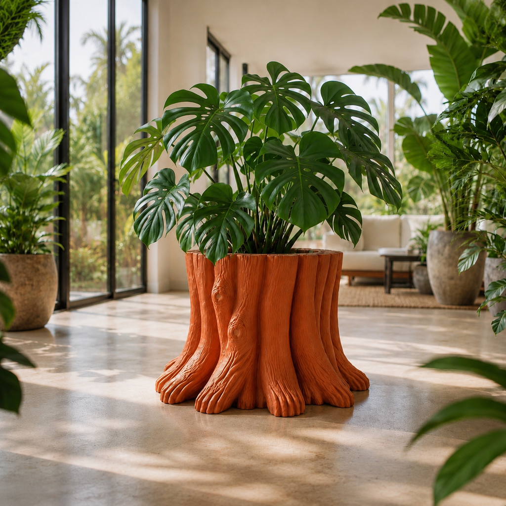 Tree Stump Planter + Removable Sleeve