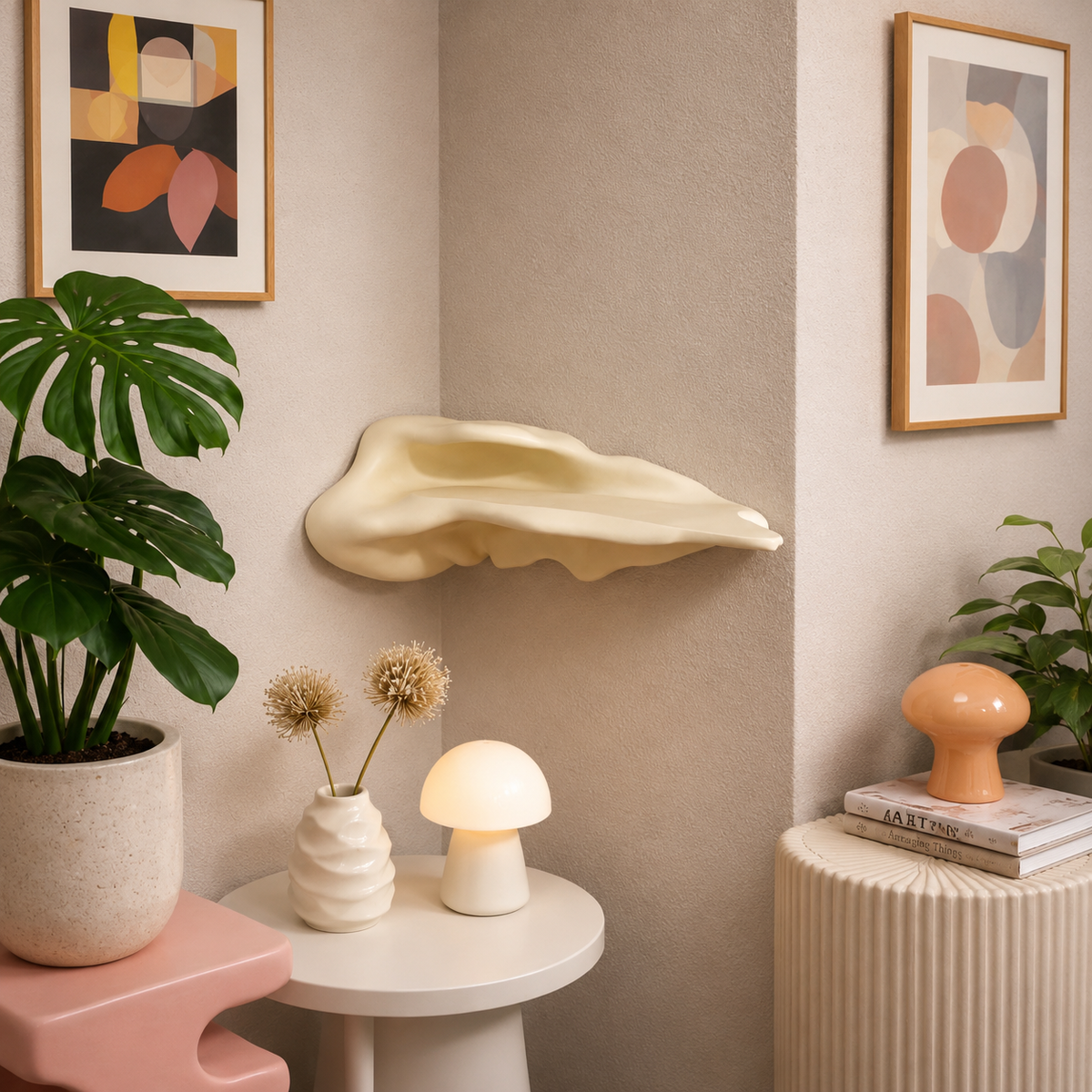 Contour Corner Wall Shelf + Hidden Compartment