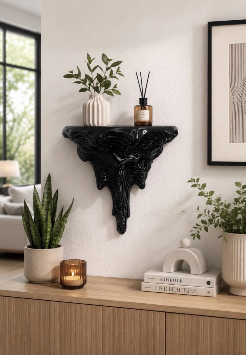 Round Melting Drip Floating Wall Shelf