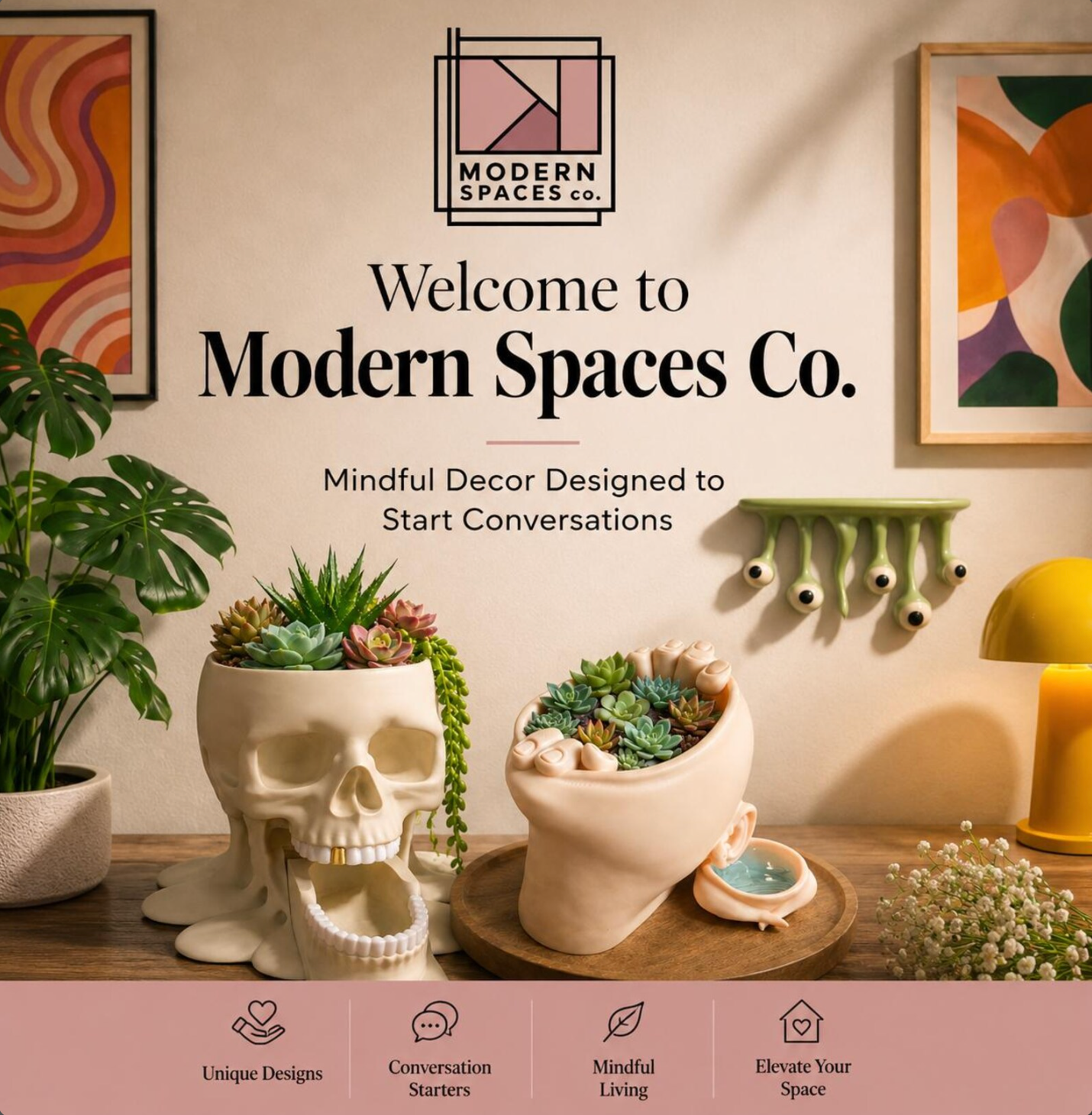 Skull with Gold Tooth Plant Pot + Removable Jaw Drip Tray