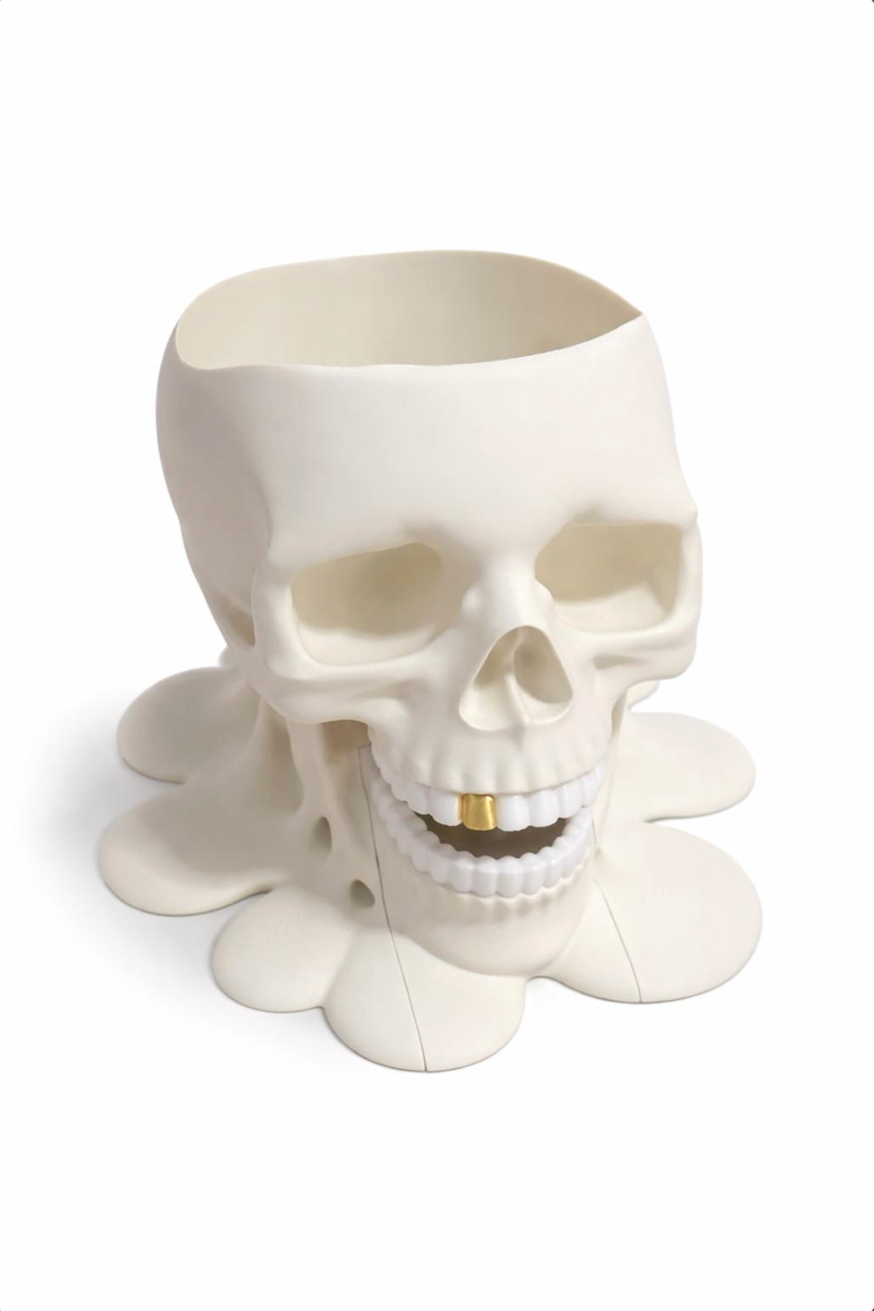 Skull with Gold Tooth Plant Pot + Removable Jaw Drip Tray