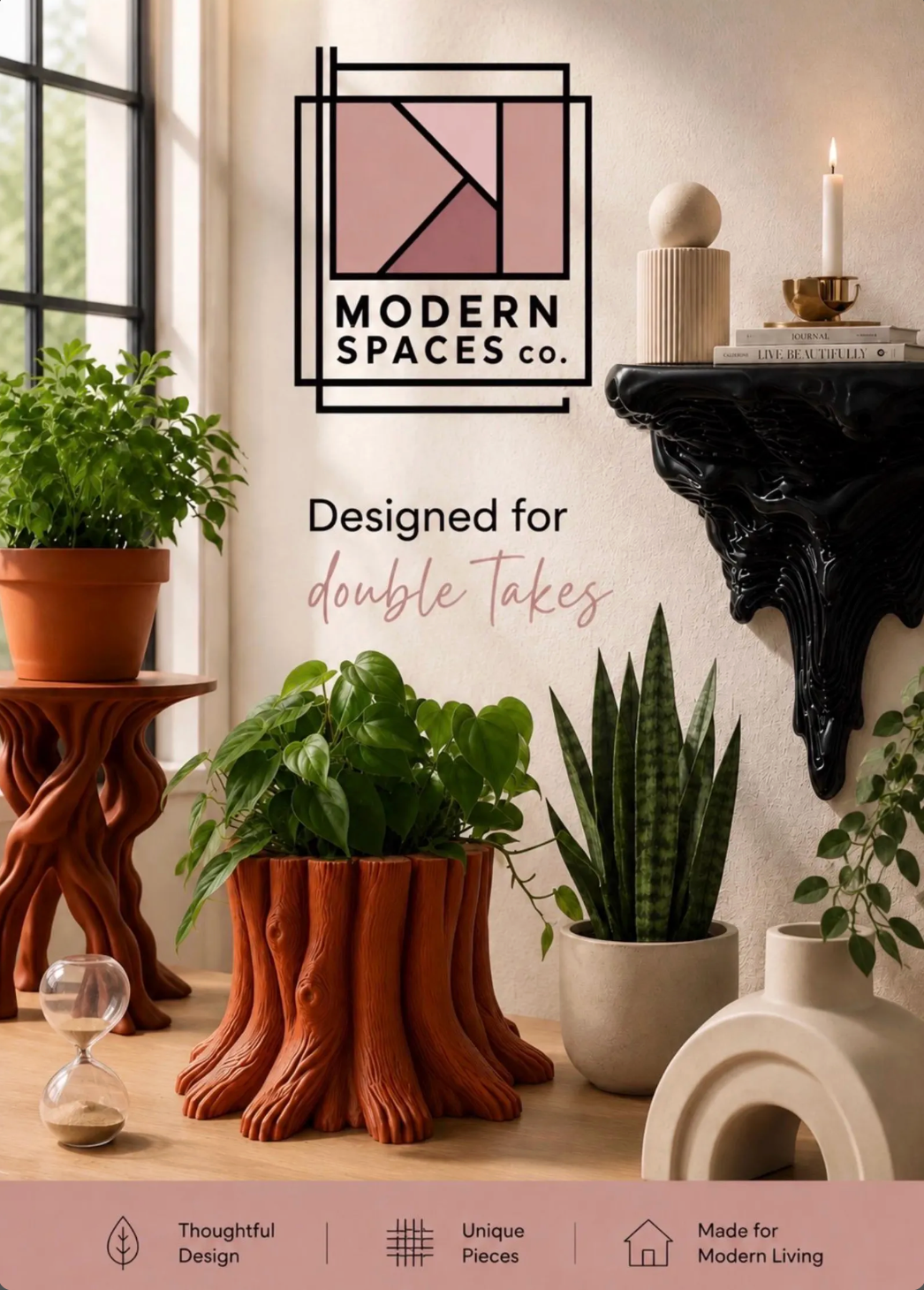 Tree Stump Planter + Removable Sleeve